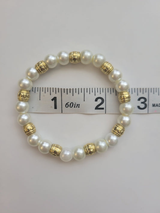 White and Gold Stretch Bracelet