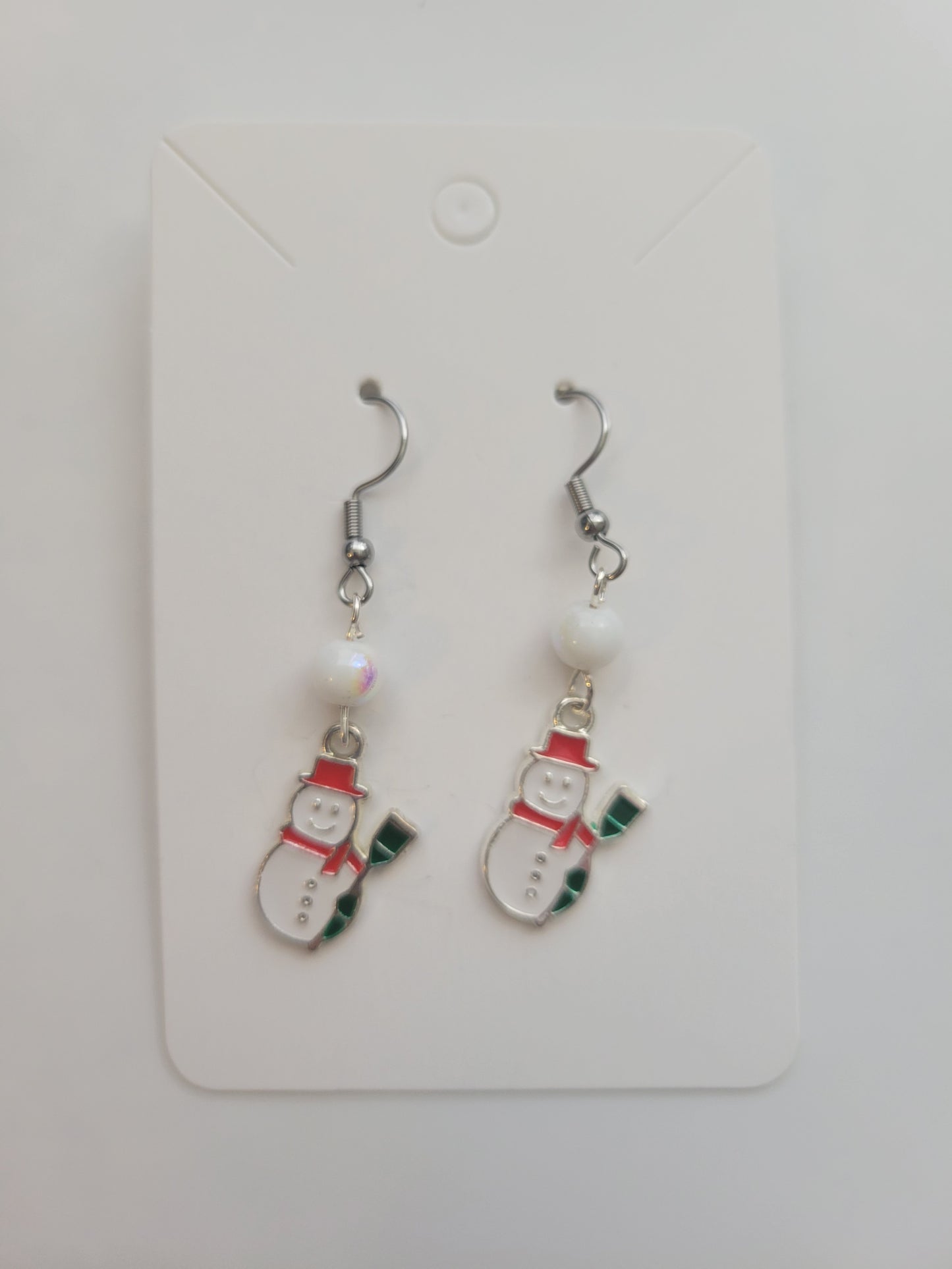 Red Hat Snowman Earrings