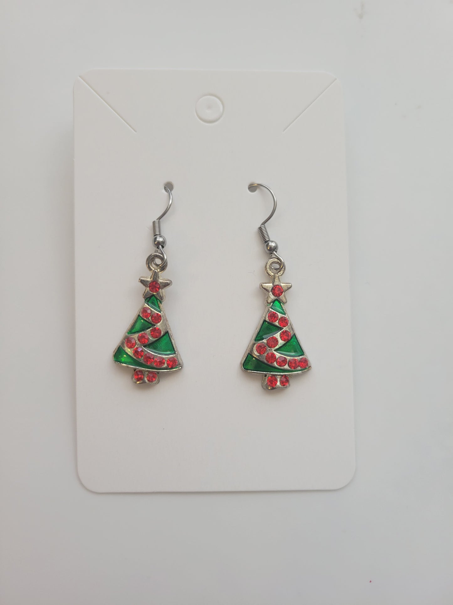 Red Christmas Tree Earrings